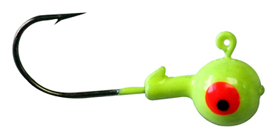 Jig Head, Size 1 Hooks, Round Head, Chartreuse, 1/4 oz., 10-Pk.