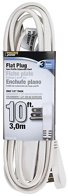 PowerZone OR930610 Flat Plug Extension Cord, 10 ft, 3 Outlets