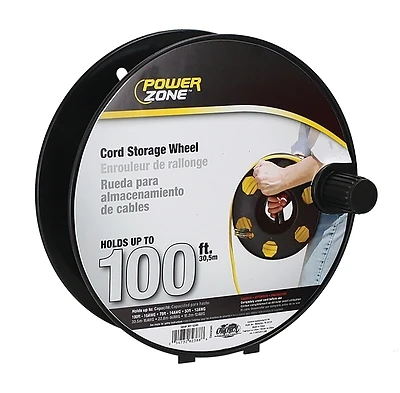 PowerZone ORCR2002 Cord Storage Reel, 100 Ft, 16 AWG, Black