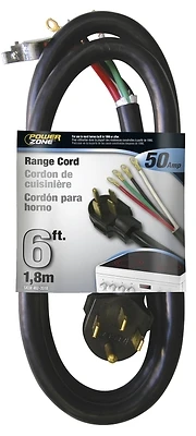 PowerZone ORR628206 Range Cord, 50 Amp, 6/2 and 8/1, 6 Ft, Black