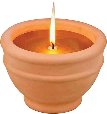 Seasonal Trends C57655-3L Citronella Candle, Terracotta Bowl, Gold, 4-1/4 In.