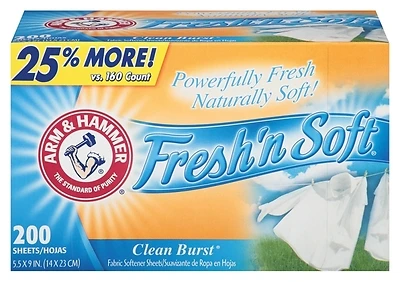 Fresh'n Soft Dryer Sheets, Clean Burst Scent, 200 Count, Ahfss