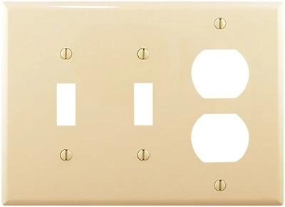 Pj28v Ivory Mid-size Unbreakable 3-gang 2 Toggle & Duplex Wall Plate