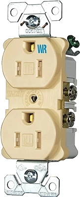 Eaton Wiring TWRBR15V Duplex Receptacle, 15A 125V, Tamper/Weather Resistant, Ivory