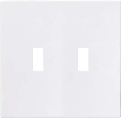 Pjs2w 2-gang Screwless Toggle Wall Plate, White, Mid-size