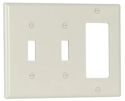 2173la Light Almond 3-gang Wall Plate With 2 Toggle Switches And 1 Decorator