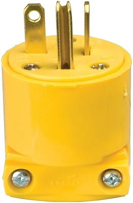 Eaton 4509-BOX Electrical Plug, 2-Pole, 20A, 250V, Yellow