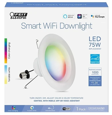 Feit Electric LEDR6/RGBW/AG Smart LED Recessed Downlight, 6 In., 11.1W