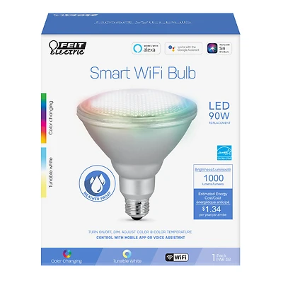 Feit Electric PAR38/RGBW/CA/AG Smart LED Bulb, Color Changing, 11.1W, E26