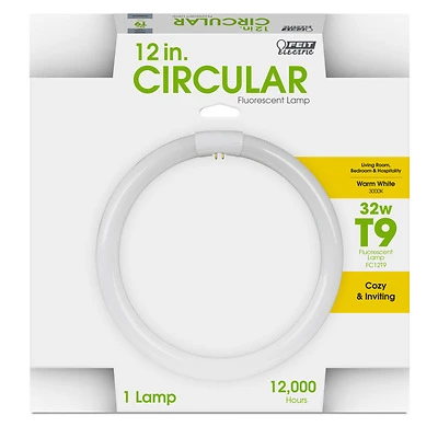 Feit FC12T9/WW Circline Fluorescent Bulb, 32W, 12 In, Warm White 3000K