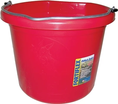 Fortiflex Fb-124 R Flat Back Bucket, 24 Quart Volume, Red Rubber/polyethylene