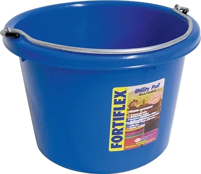 Fortiflex N4008bl Utility Pail, 8 Quart Volume, Blue, Heavy Duty Rubber Polymer