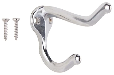 H62-b072 Bright Chrome Coat And Hat Hook - Die-cast Zinc Construction