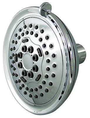 Fixed Mount Plastic Shower Head With 5 Spray Functions, Chrome Finish