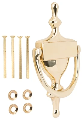 6-3/4 Inch Bright Brass Door Knocker - Model Hr4004pb-ps