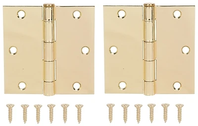 3.5 X 3.5 Inch Bright Brass Door Hinge, 2.2 Mm Thick Steel Leaf