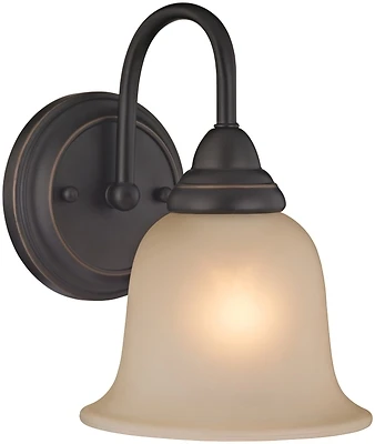 Light Bath Wall Fixture 1 Light Amber & Oil Rubbed Bronze