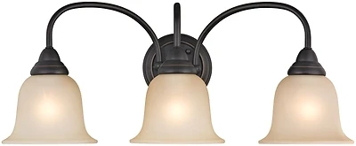 Light Bath Wall Fixture, 3 Light, Amber & Oil Rubbed Bronze