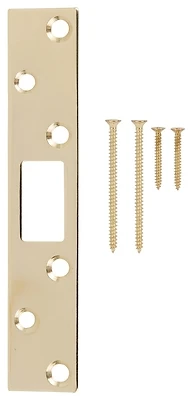 ProSource Door Latch Strike Plate, 1-1/8 x 6 In., Polished Brass