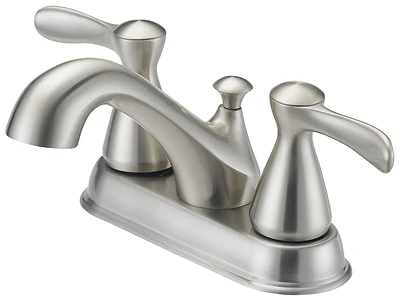 4 Inch Two Handle Lavatory Faucet With Plastic Pop-up And Lever Nickel Finish