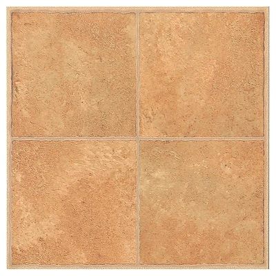 Self-adhesive Vinyl Floor Tile, 12 X 12 X 1.2mm, Beige Inlay