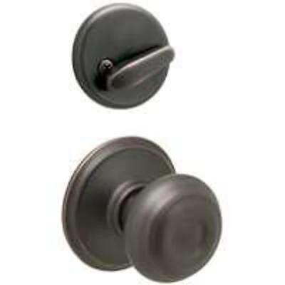 Schlage F59vgeo716 Georgian Handleset Aged Bronze With Interior Knob And Deadbolt