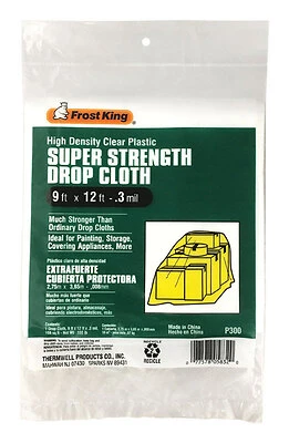 Frost King P300 Plastic Drop Cloth, Clear, 9 Ft. W x 12 Ft. L