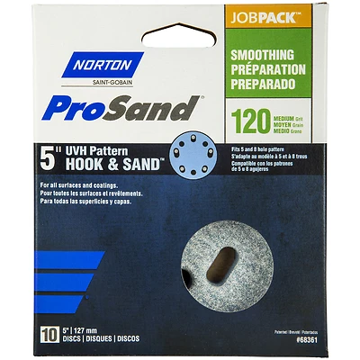 Prosand 5 In. Ceramic Alumina Hook And Loop Sanding Disc 120 Grit Medium 10 Pk