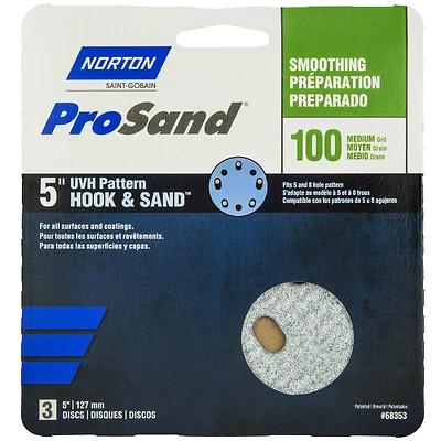 Prosand 5 In. Ceramic Alumina Hook And Loop Sanding Disc 100 Grit Medium 3 Pk
