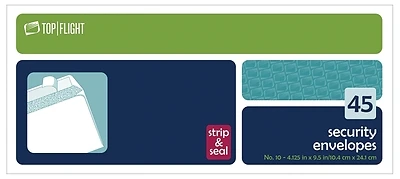 Top Flight 6900136 Size 10 Strip & Seal Envelopes, 24 Lb Paper, 45-Ct.