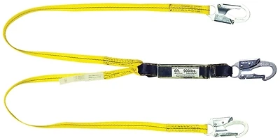 01230 6' Double Leg Shock Absorbing Lanyard With Steel And Aluminum Connectors