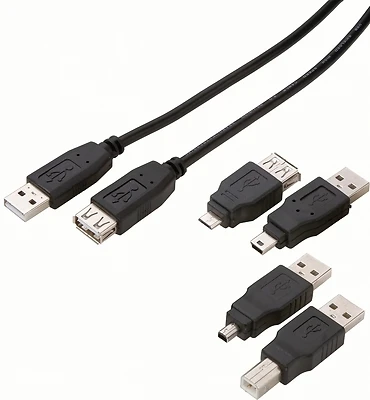 Zenith PU1005KTB USB Cable Kit With 5 Tips, 3 Ft, Black