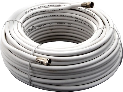 Zenith VG110006W RG6 Coaxial Cable, White, 100 Ft