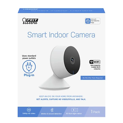 Feit Electric CAM1/WIFI Plug-In Indoor Wi-Fi Security Camera, 1080p, Night Vision