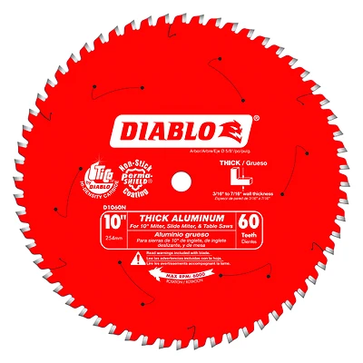 D1060n 10 In. X 5/8 In. Carbide Circular Saw Blade 60 Teeth For Aluminum Cutting