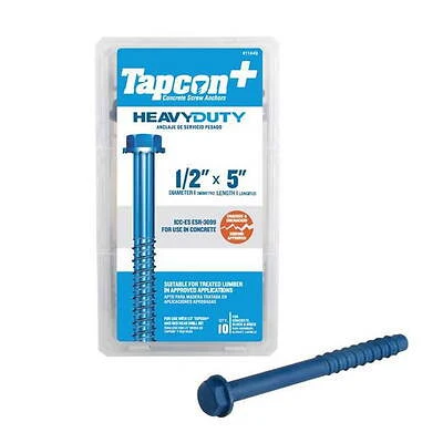 1/2 In. X 5 In. Hex Drive Hex Washer Head Concrete Screws 10 Pk - Case Of 3