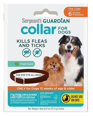Sergeant's Guardian 126 Flea & Tick Collar for Dogs, One Size, 6 Months