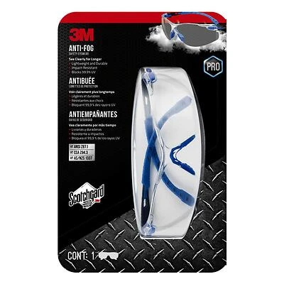 3M Scotchgard 47210H1-VDC Anti-Fog Safety Glasses, Clear Lens, Black/Blue Frame