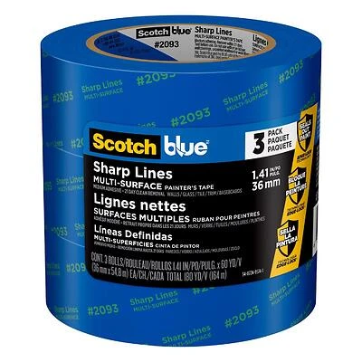 ScotchBlue 2093-36ac3 Painter's Tape, 1.41 In. x 60 Yd, Blue, 3 Pack