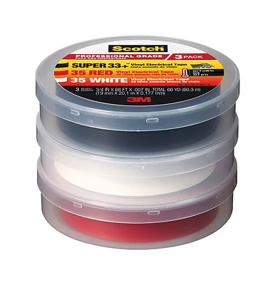 3/4 In. W X 66 Ft. L Multicolored Vinyl Electrical Tape, 3-pack, Ul Listed
