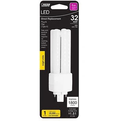 Feit BPPLT32E835LED LED PL Bulb, GX24Q-3 4-Pin, 15W, 3500K, 1800 Lumens
