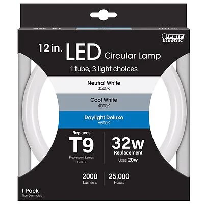 Feit FC12/3CCT/LED T9 4-Pin LED Tube Light, Color Changing, 20W, Pack of 12