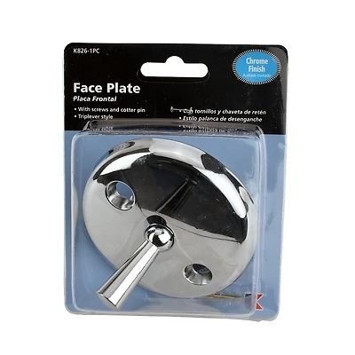 K826-1pc Chrome Metal Bath Drain Triplever Face Plate With Screws