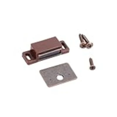 15 Lb. Capacity Brown/bronze Single Magnetic Catch With Strike Plates