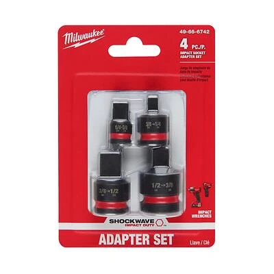 Milwaukee 49-66-6742 Shockwave Drive Adapter Socket Set, 4 Piece