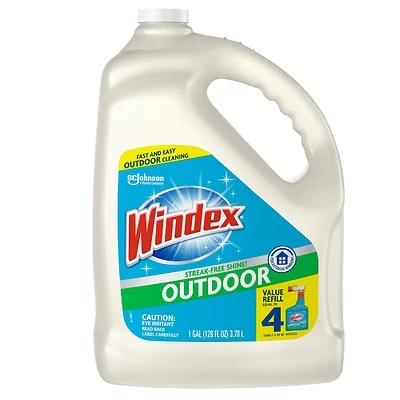 Windex 00300 Outdoor Glass Cleaner, Original Scent, 128 oz Jug