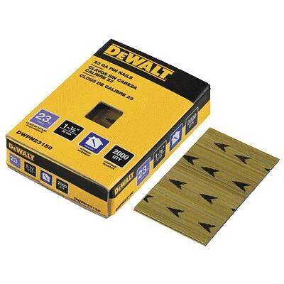 DeWalt DWPN23150 Pin Nails, 23-Gauge, 1-1/2 In., Glue Collated, 2000-Ct.