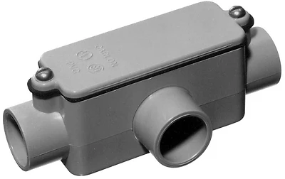 Carlon 1 In. PVC Type T Conduit Body, Gray, Model E983FR-CTN