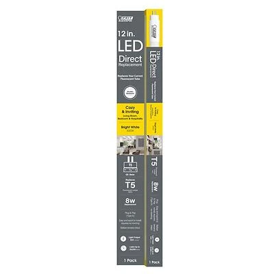Feit T512/830/LED T5 Bi-Pin Linear LED Lamp, 12 In., 8W, 450 Lumens