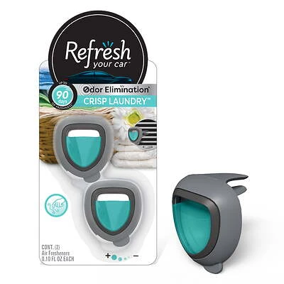 Refresh Your Car RMD276-2AME Crisp Laundry Scent Mini Car Diffuser, 0.1 Oz, 2-Pack
